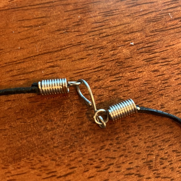 Beautiful boho style necklace with chunky blue stone cross on a leather cord. - Picture 9 of 16